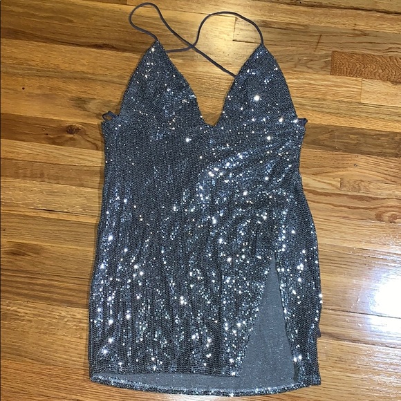 SILVER METALLIC DRESS - Picture 2 of 4